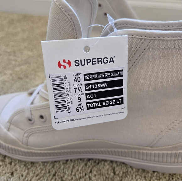 Superga high top shoes white canvas womens 9 mens 7.5 - Picture 8 of 11